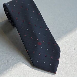 Christian Dior Men’s Vintage Elegant Navy Blue Pin Polka Dot Tie